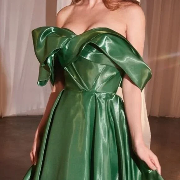 NEW LONG FORMAL OFF SHOULDER LIQUID ORGANZA BALL GOWN W/ SWEETHEART NECK CD801